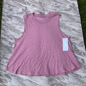 Spiritual Gangster Pink Shimmer Crop Tank Top NWT